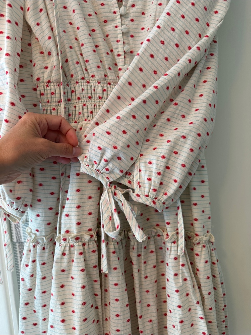 HUNTER BELL Cream Mini Dress with Red Dot Print - Picture 4 of 7